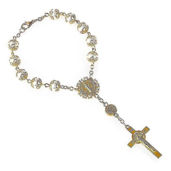 One Decade Auto Rosary Beads Catholic Alloy Bracelet For Women Men Carousel 1
