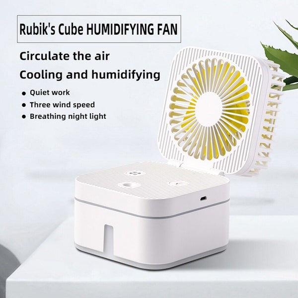 Spray Humidification Fan Desktop 2000mAh Recharge Aromatherapy Light Adjustable Carousel 2