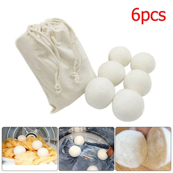 6pcs Wool Dryer Balls Reusable Natural Organic Laundry Fabric Softener Ball Carousel 1
