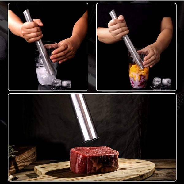 Cocktail Wine Stainless Steel Ice Swizzle Stick Crushed Hammer Popsicle Bar Tool Carousel 6