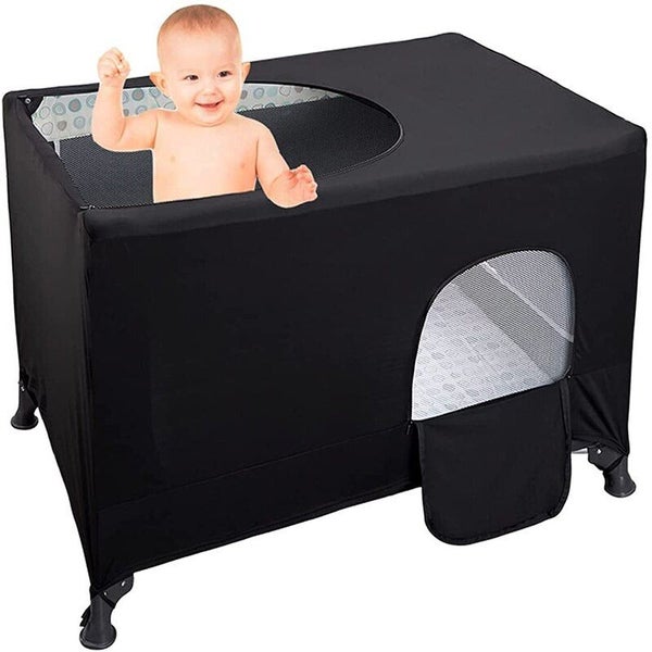 Crib Blackout Cover Stretchy Breathable Tent Foldable Baby Bed Cover Adjustable Carousel 2