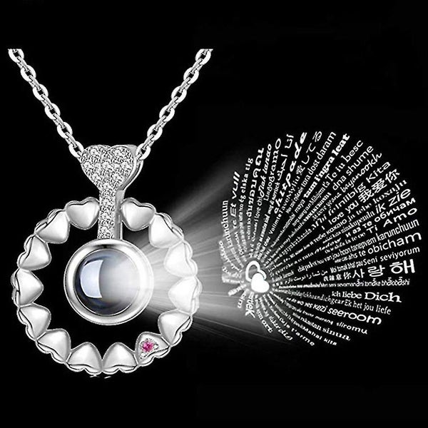 100 Languages I Love You Projection Pendant Necklace Women Clavicle Chain Gift Carousel 2