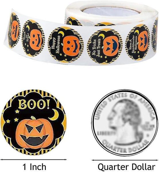1" Halloween Stickers - 500 Per Roll. Different Slogan Designs Halloween Sticker Carousel 2