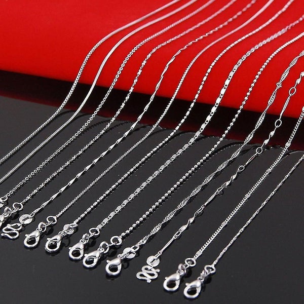 18 Inch Jewelry 925 Sterling Silver Fashion Multistyle Necklace Chains Female Carousel 2