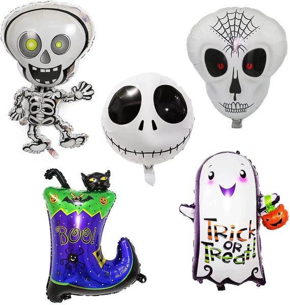 5pcs Large Halloween Foil Balloon Ghost With Pumpkin Lantern Skeleton Skull Boot Carousel 1
