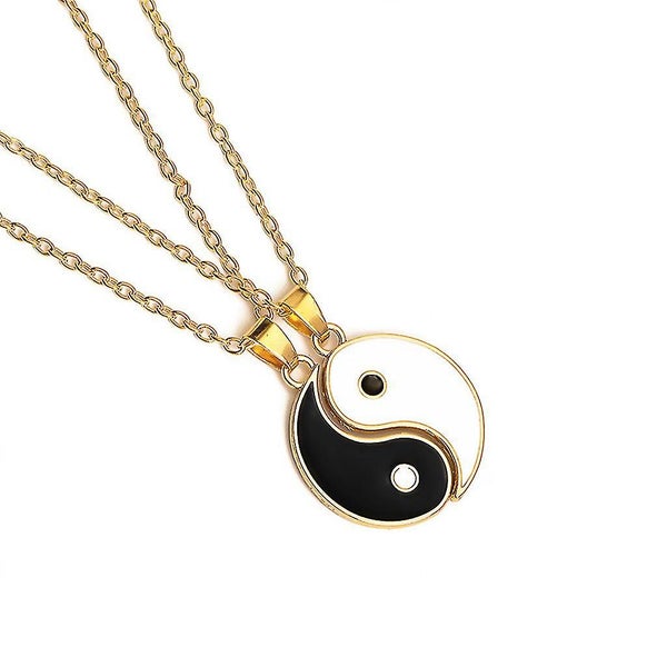 2 Pieces Stitching Necklace Tai Chi Gossip Yin Yang Pendant Couple Necklace Carousel 1
