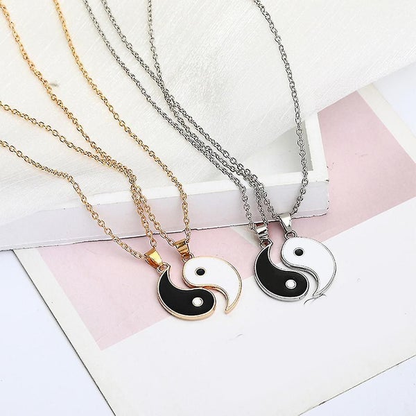 2 Pieces Stitching Necklace Tai Chi Gossip Yin Yang Pendant Couple Necklace Carousel 3