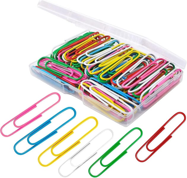 100 Paper Clips, Assorted Color Coated Jumbo Paper Clips, Reusable Jumbo Paper C Carousel 1