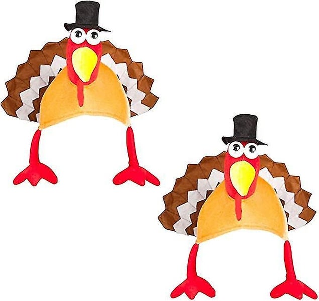 2 Pack Funny Roasted Turkey Hat Thanksgiving Hat Halloween Costume Dress Up Carousel 1