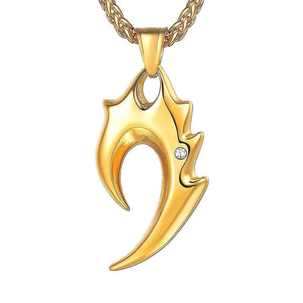 (flame Teeth-gold) Stainless Steel Men Necklace Wolf Teeth Pendant, Necklace Cha Carousel 1