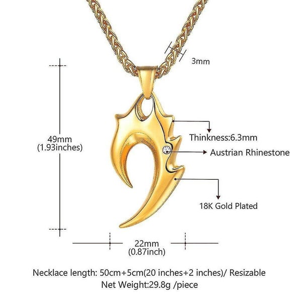 (flame Teeth-gold) Stainless Steel Men Necklace Wolf Teeth Pendant, Necklace Cha Carousel 2