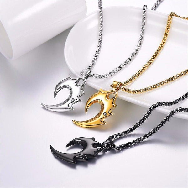 (flame Teeth-gold) Stainless Steel Men Necklace Wolf Teeth Pendant, Necklace Cha Carousel 5