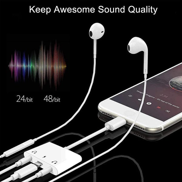 3 In 1 Dual 3.5mm Headphone Jack Adapter - Earphone Jack Audio And Charging Adap Carousel 2