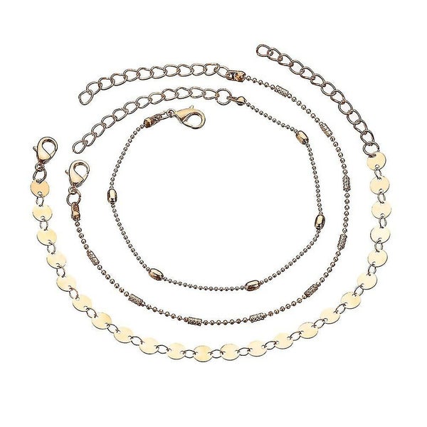 2-piece Beach Metal Disc Anklet Women's 3-piece Multilayer Anklet, Gold Auspicio Carousel 1