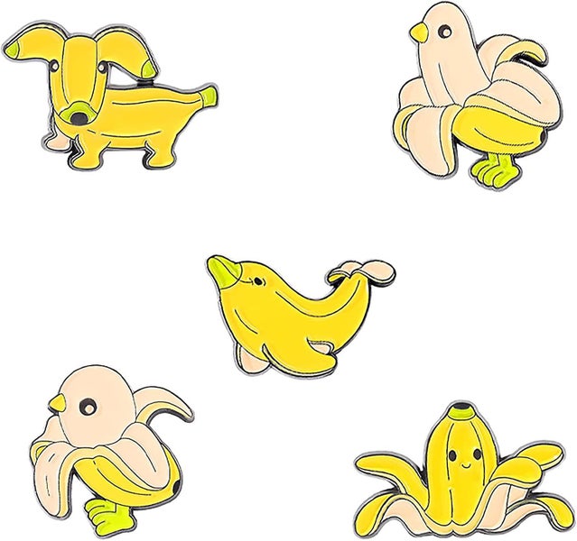 Cartoon Banana Enamel Pins Set Lovely Chick Dolphin Dog Octopus Animal Enamel La Carousel 1