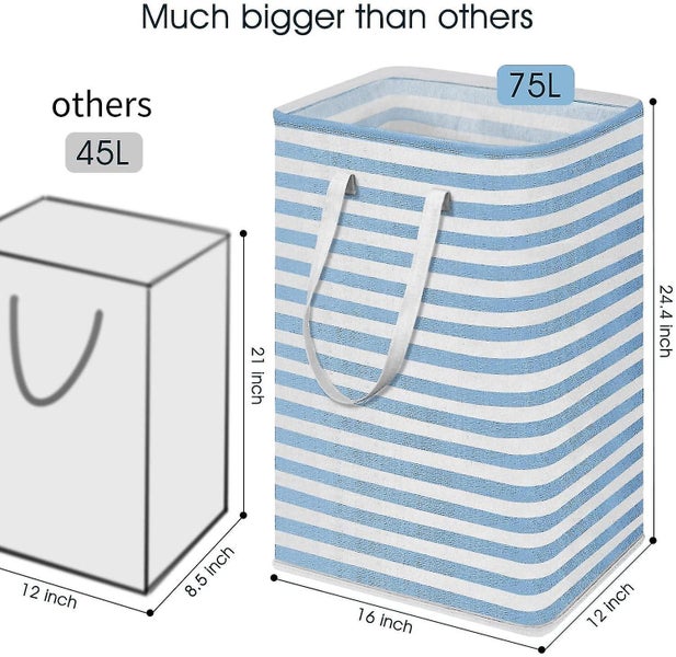 2-pack Laundry Hamper 75l Collapsible Large Laundry Baskets With Easy Carry Hand Carousel 2