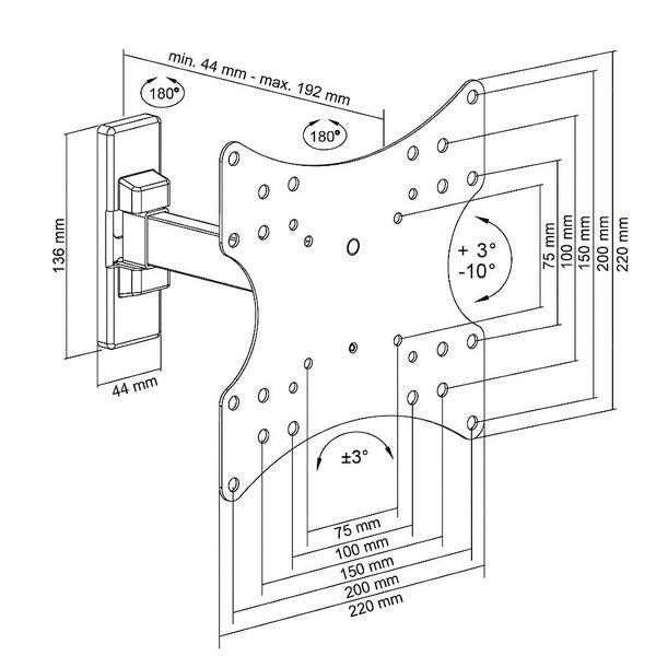 Goobay Fullmotion Single Arm 23-42in Television 180 Degree Slimline Wall Mount Carousel 3