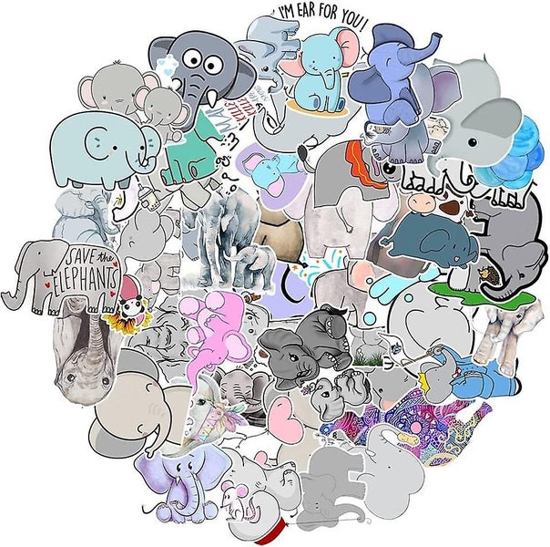 50pcs Cute Elephent Stickers Decal Pack,beautiful Waterproof Vinyl Insect Sticke Carousel 1