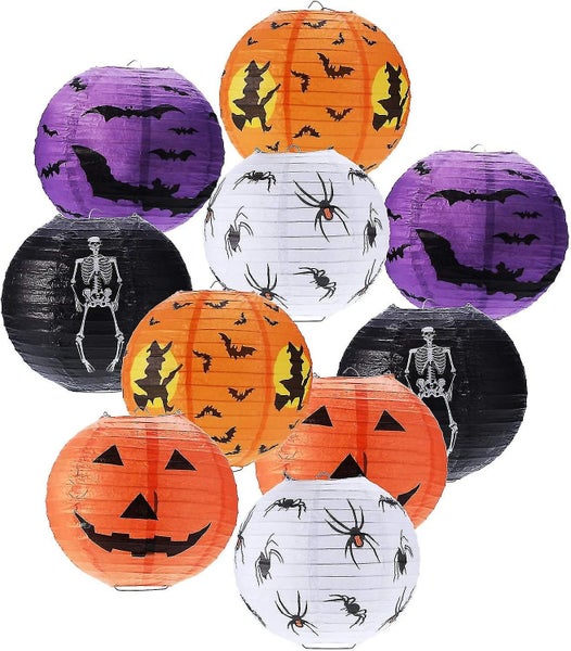 10pcs Halloween Paper Lantern Jack-o-lantern Spider Bat Skull Lanterns For Hallo Carousel 1
