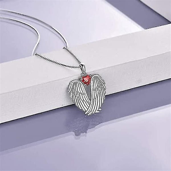 Angel Wings Necklace Guardian Angel Wings Pendant Birthstone Necklace Carousel 2