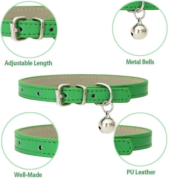 8 Pack Leather Cat Collars With Bells And Adjustable Polished Metal Buckles Dura Carousel 2