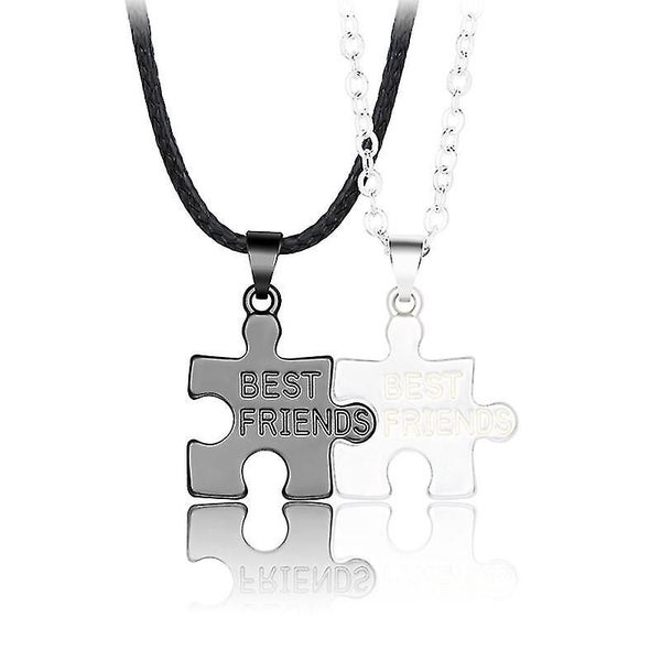 2x Personalized Puzzle Necklace For Bff Best Friend Connected Stitching Necklace Carousel 1
