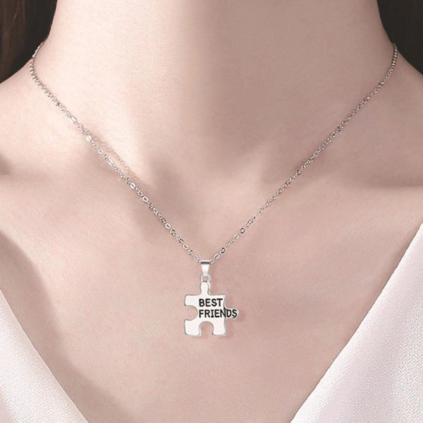 2x Personalized Puzzle Necklace For Bff Best Friend Connected Stitching Necklace Carousel 2