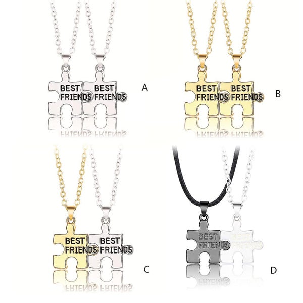 2x Personalized Puzzle Necklace For Bff Best Friend Connected Stitching Necklace Carousel 3