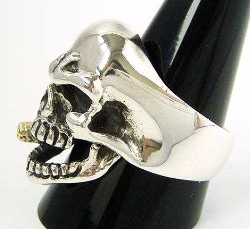 Skull Smoking Cigar Solid Sterling Silver 925 Ring Sz 13 / Z+ Carousel 2