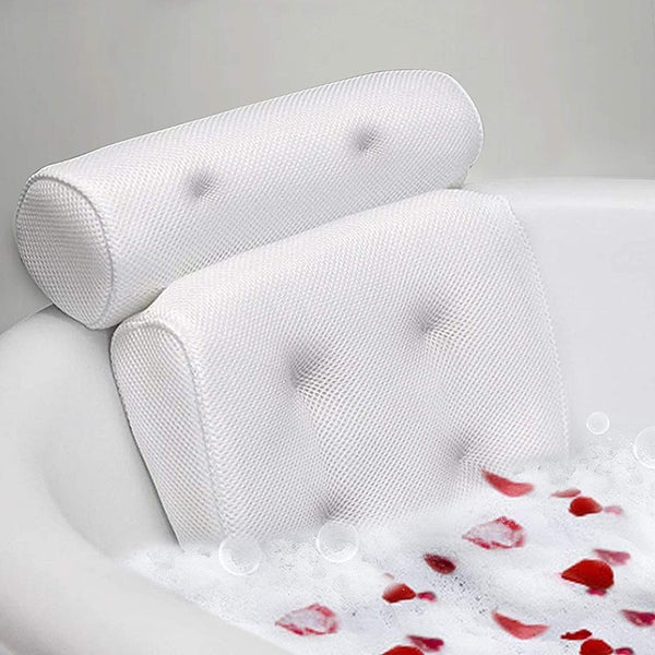  Essort Bathtub Pillow, Large Spa 3D Air Mesh Gray