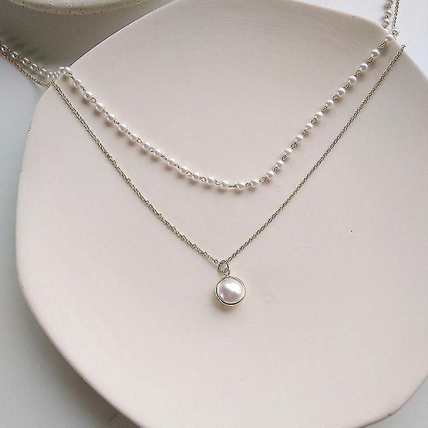 Fashion Chain Pearl Necklace For Women Baroque Pearl Metal Charm Pendants Neckla Carousel 1