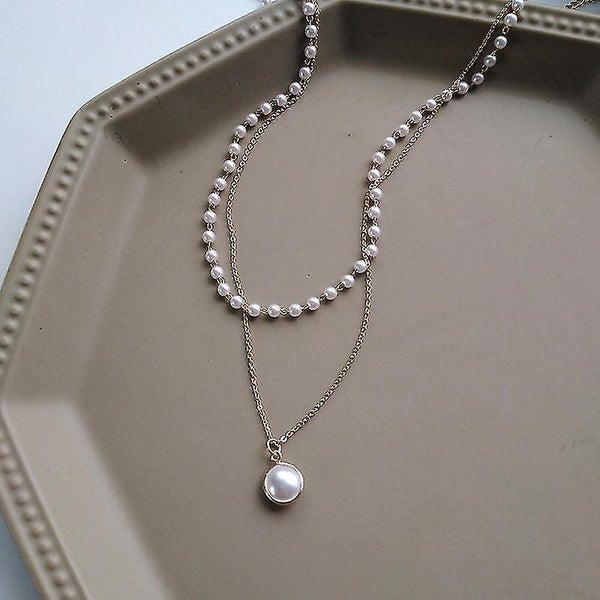Fashion Chain Pearl Necklace For Women Baroque Pearl Metal Charm Pendants Neckla Carousel 2
