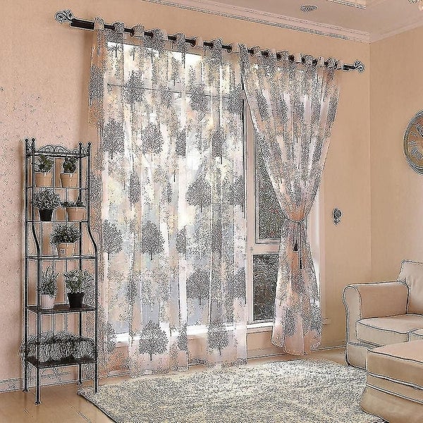 Embroidery Sheer Eyelet Curtains Window Curtain Semi Voile Drapes Panels,semi Sh Carousel 2