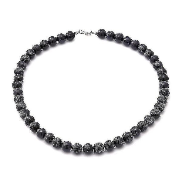 Blue Sandstone Bead String Necklace In Silver Gift For Wife/mother 18 '' 250ct Carousel 1