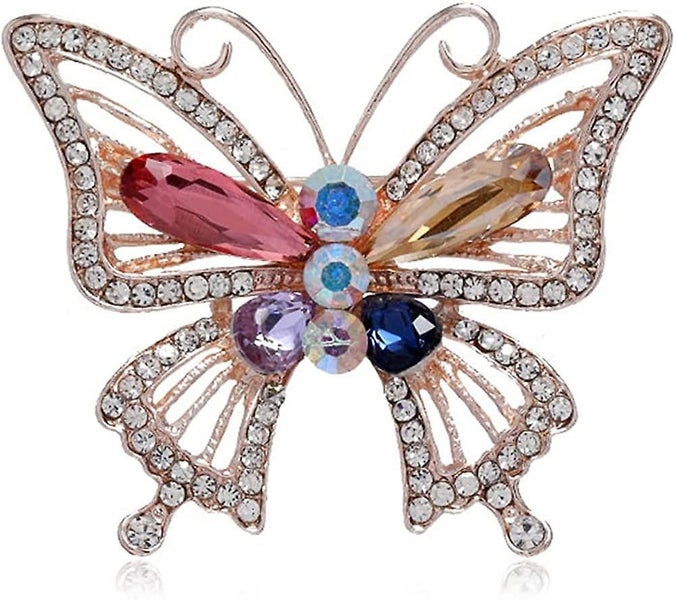 Elegant Rhinestone Butterfly Brooch For Women Girls Rose Gold Plated Colorful Cr Carousel 1