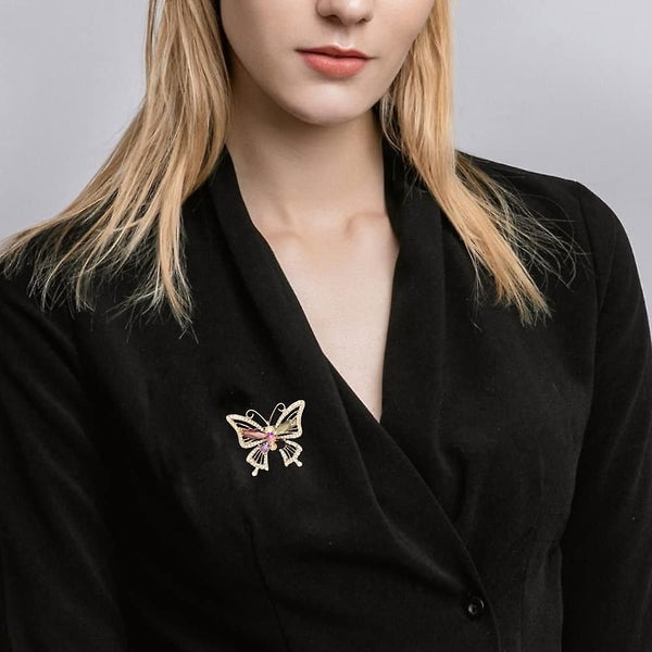 Elegant Rhinestone Butterfly Brooch For Women Girls Rose Gold Plated Colorful Cr Carousel 2