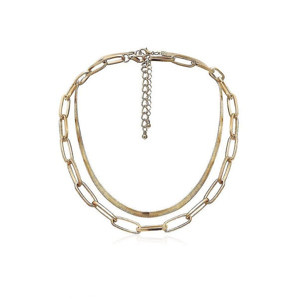 Fashion Double Layer Link Chain Necklace Punk Geometric Gold Chore Necklaces For Carousel 2