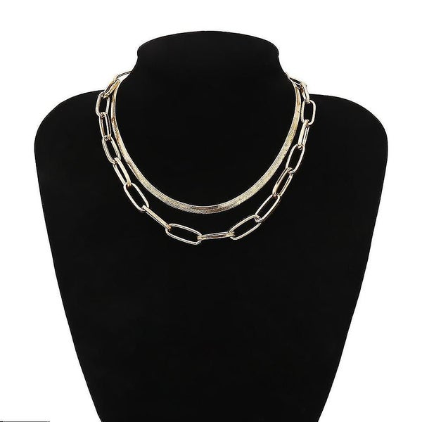 Fashion Double Layer Link Chain Necklace Punk Geometric Gold Chore Necklaces For Carousel 3