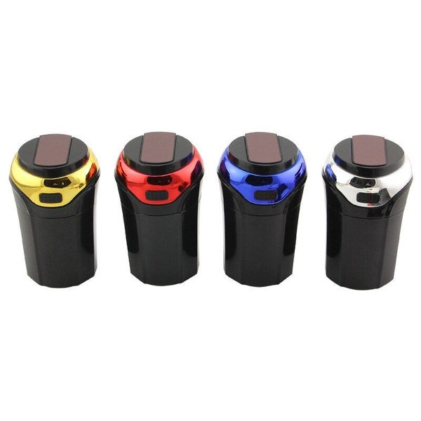 Car LED Ashtray Car Trash Can Rechargeable Cigarette Lighter LED Light Smokeless Carousel 1