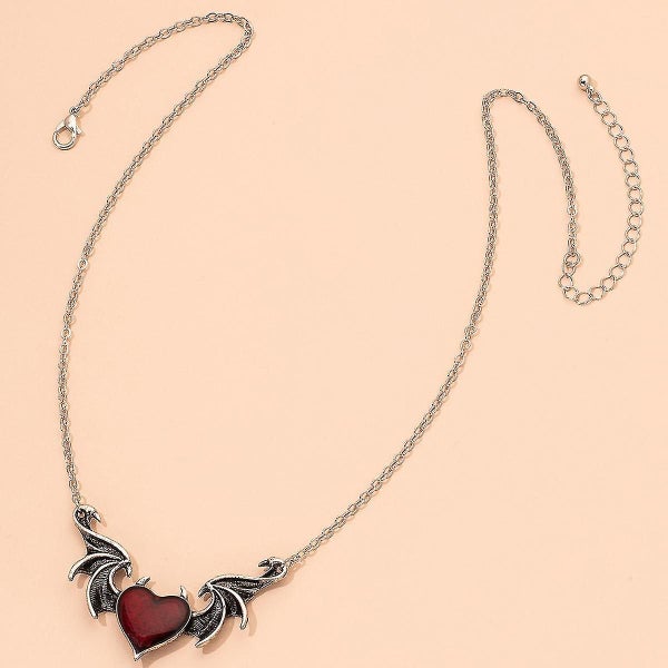 Black Devil Red Love Heart Pendant Necklace For Women Girls Goth Carousel 1