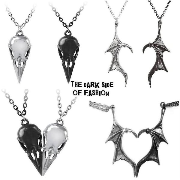 Black Devil Red Love Heart Pendant Necklace For Women Girls Goth Carousel 2