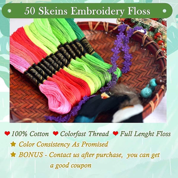 Embroidery Floss Rainbow Color 50 Skeins Per Pack Cross Stitch Threads Carousel 5