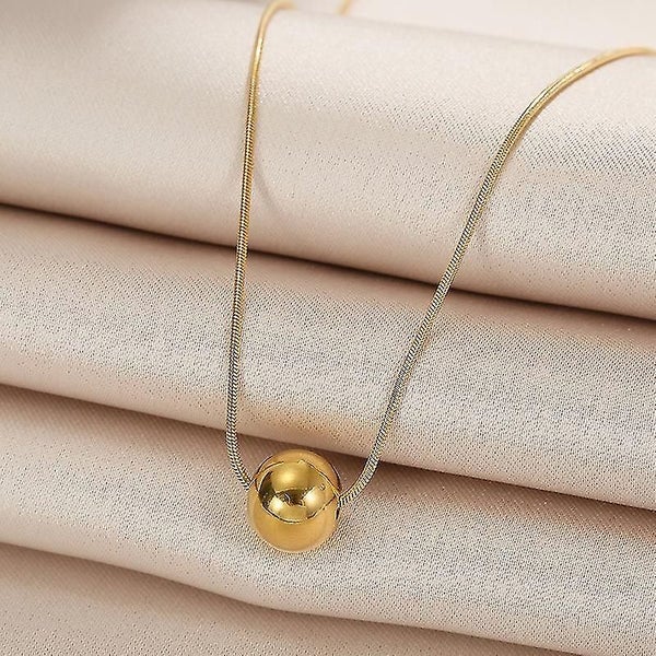 Fashion Stainless Steel Round Bead Ball Pendant Necklace Box Chain Gold Color Ch Carousel 3
