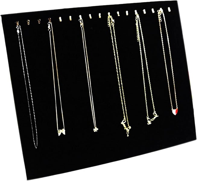 Black Velvet 17 Hook Necklace Jewelry Tray display Organizer pad showcase displa Carousel 1
