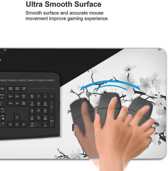 Black And White Japanese Cherry Tree Gaming Mouse Pad, Extended Large Mouse Mat Carousel 4