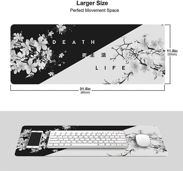 Black And White Japanese Cherry Tree Gaming Mouse Pad, Extended Large Mouse Mat Carousel 2