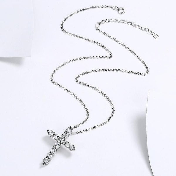Fashion Cross Crystal Pendant Necklace Silver Color Box Chain Choker Necklace Fo Carousel 1