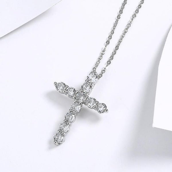 Fashion Cross Crystal Pendant Necklace Silver Color Box Chain Choker Necklace Fo Carousel 5
