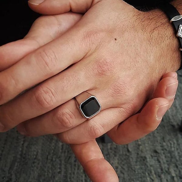 Mens Signet Rings, Ring For Men, Black Carnelian Rings Stainless Steel Band,male Carousel 2