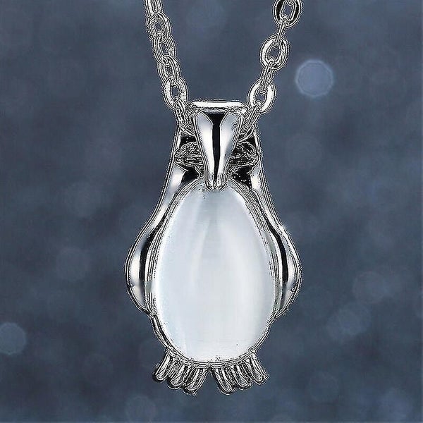 Natural Stone Penguin Pendant Necklace Ladies Clavicle Chain Fashion Gift Weddin Carousel 1